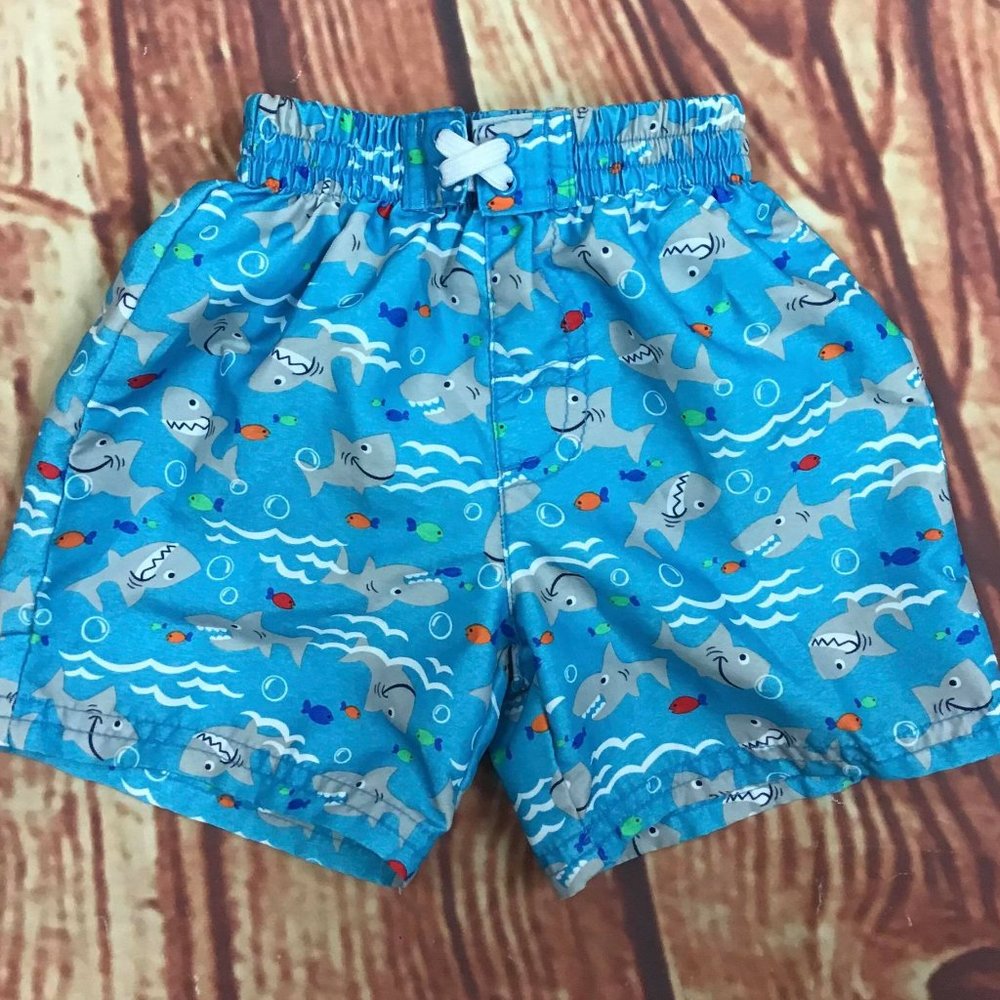 Boy's 12 Mos Shark Swim Trunks
